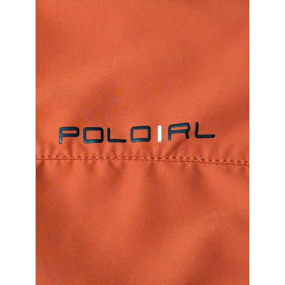VTG POLO RALPH LAUREN Men Large Orange Full Zip Long Sleeve Windbreaker‎ Jacket